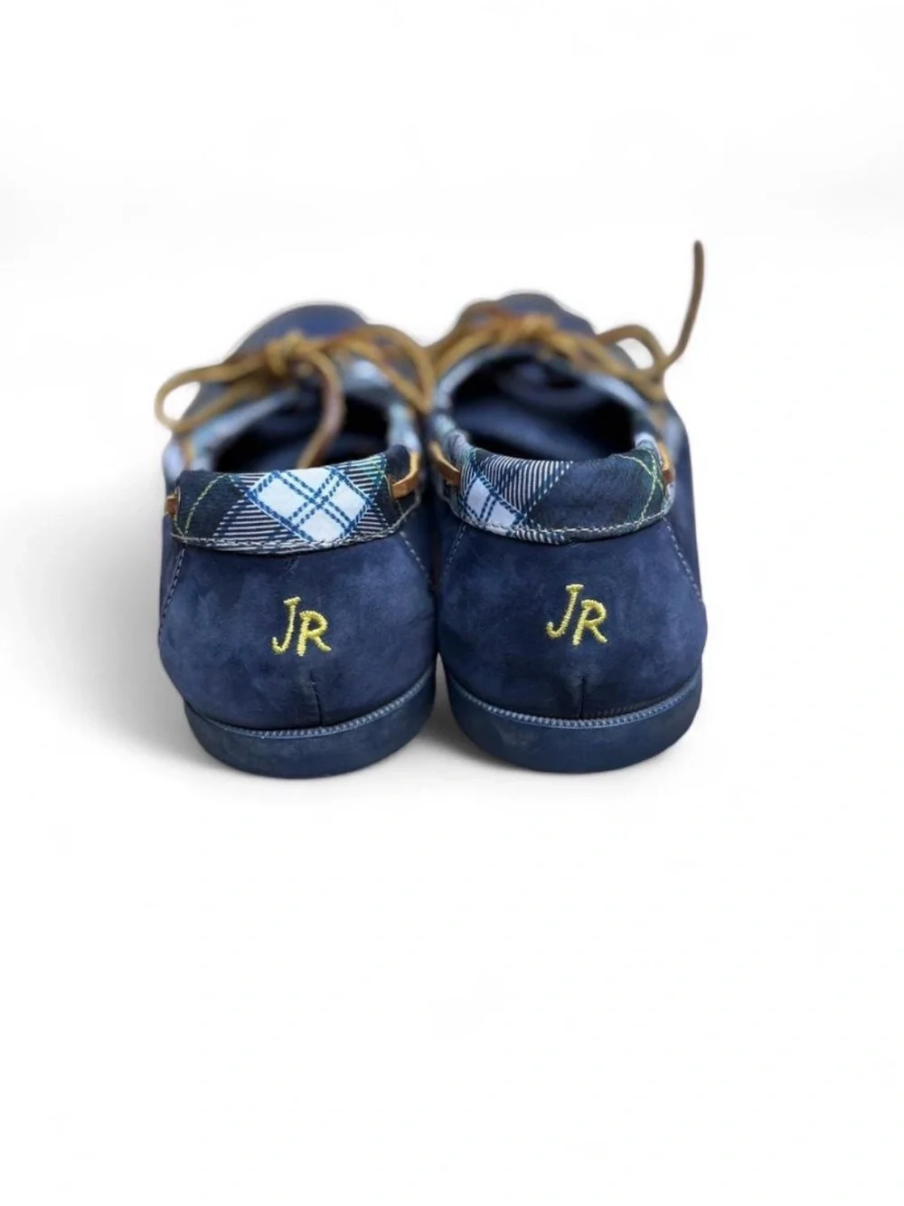Jack Rogers Easton Navy Nubuck Plaid Boat Shoes Men’s 12 EUC